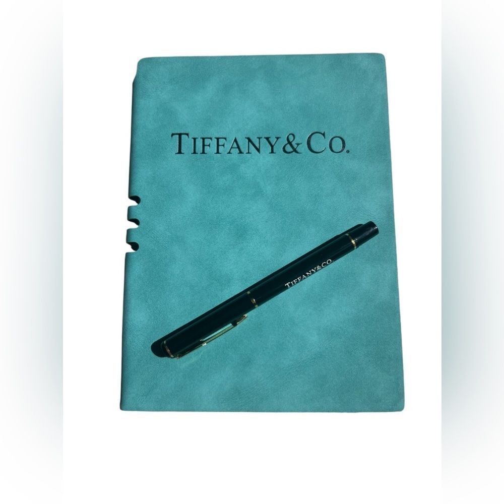 🩶TIFFANY & CO. Suede Leather Notebook & Pen